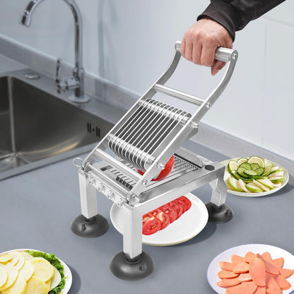 Stainless Steel Vegetable Slicer, Manual Fruit Cutter, Stainless Steel Food Slicing Machine, 10mm Even Slice Chopper for Diameter 2.76'' Vegetable Kitchen Restaurant Dessert Shop Commercial Use