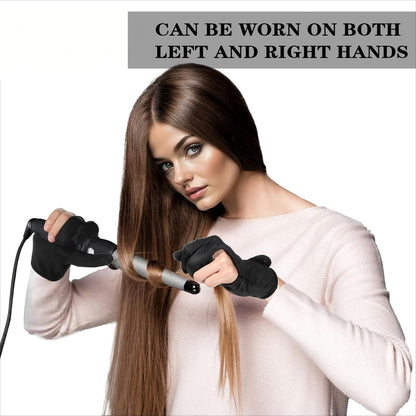 2 Pcs 3 Finger Heat Resistant Gloves for Hair Styling Heat Protector Barber Glove Mittens Professional Reusable Curling Wand Protector for Hair Dye Black