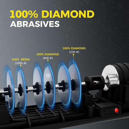 Electric Knife Sharpener for Kitchen, 15° Precision Angle Guide | 3-Stage with 100% Diamond Abrasives - Fast Repair & Polish, Profesional with Magnetic Dust Box