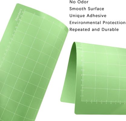 Standard Cutting Mat 12x12 in, 3 Pack Adhesive Sticky Green Mats | Compatible With Cricut Maker/Explore, Replacement Accessories for Crafts, DIY Gifts, Sticky Surfce keeps Materials Locked