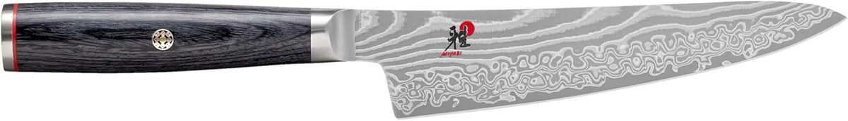 Miyabi Kaizen II Japanese 5.25-inch Prep Knife, Precision Kitchen Knife, Black Pakkawood Handle, 48-Layer Flower Damascus Pattern, Handcrafted in Seki, Japan