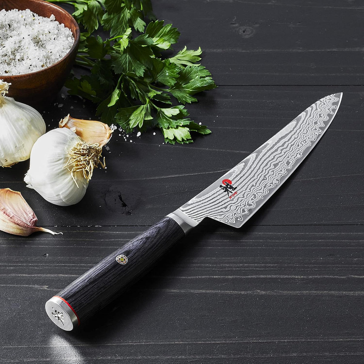 Miyabi Kaizen II Japanese 5.25-inch Prep Knife, Precision Kitchen Knife, Black Pakkawood Handle, 48-Layer Flower Damascus Pattern, Handcrafted in Seki, Japan