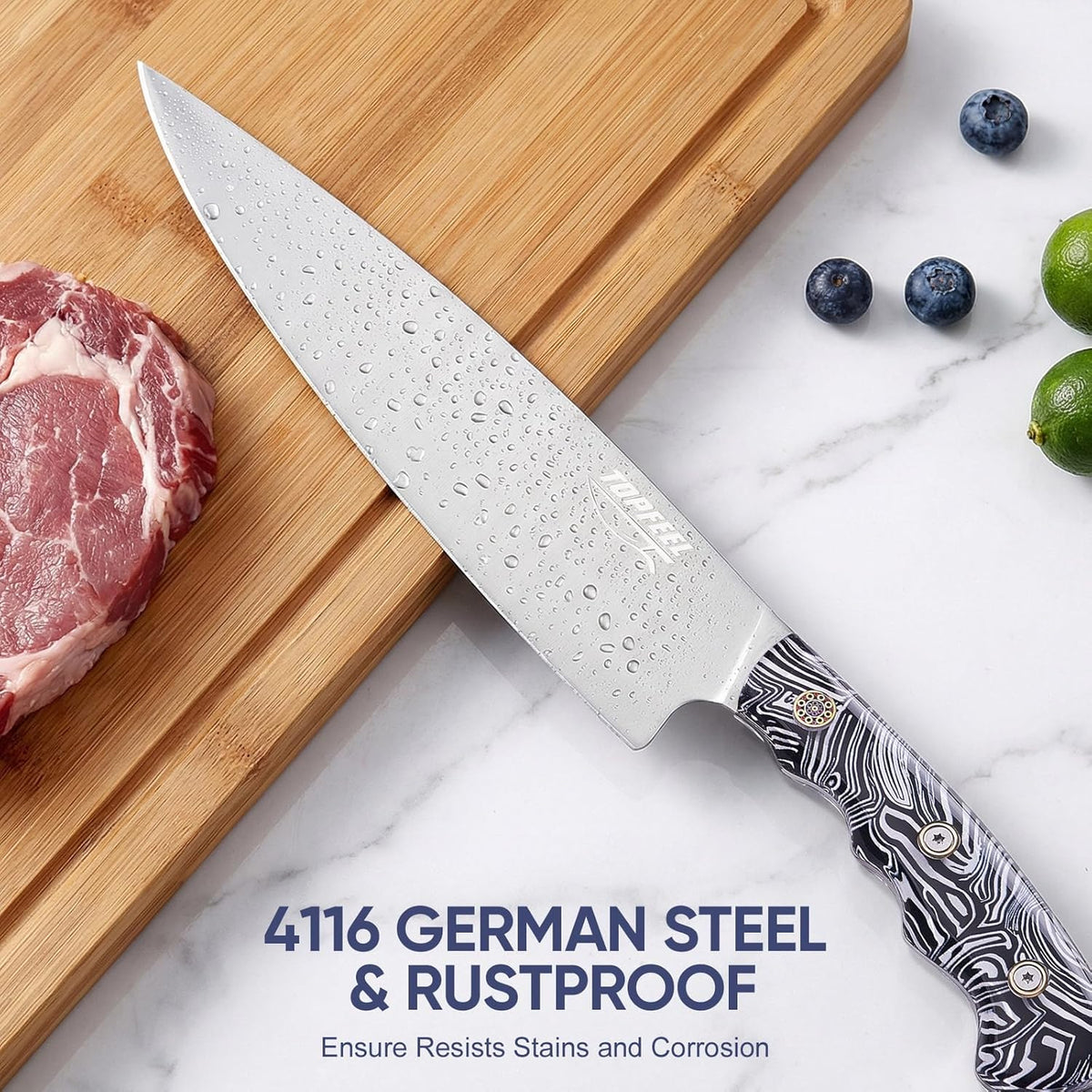 3PCS Professional Chef Knife Set, Ultra Sharp Japanese Kitchen Knife, German High Carbon Stainless Steel 8" Meat Cleaver 8" Chef's Knives 5" Utility Knife with Gift Box