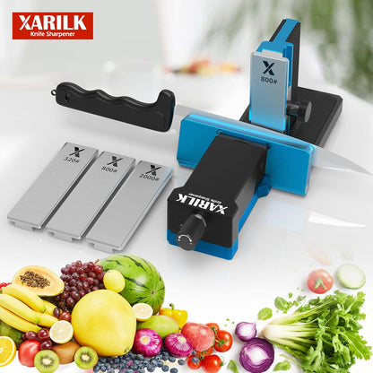 Adjustable Rolling Knife Sharpener, 10°–40° Angles | 3 removable diamond plates, 320/800/2000 grit, Portable design, For kitchen knives