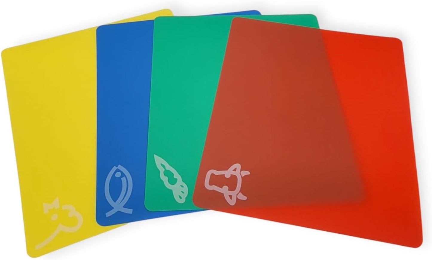 4pc Flexible Cutting Mat Set - Veggie, Fish, Beef and Poultry Cutting Mat Set, 11.75 x 9.75 Inches (1 Set)