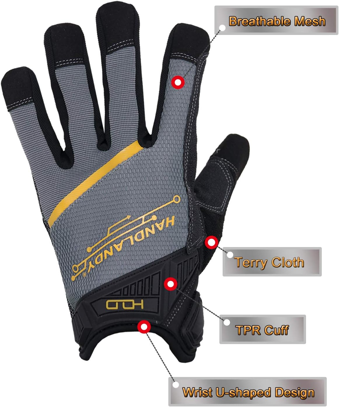 Anti Vibration Gloves, SBR Padding, TPR Protector, Mechanic Work Gloves