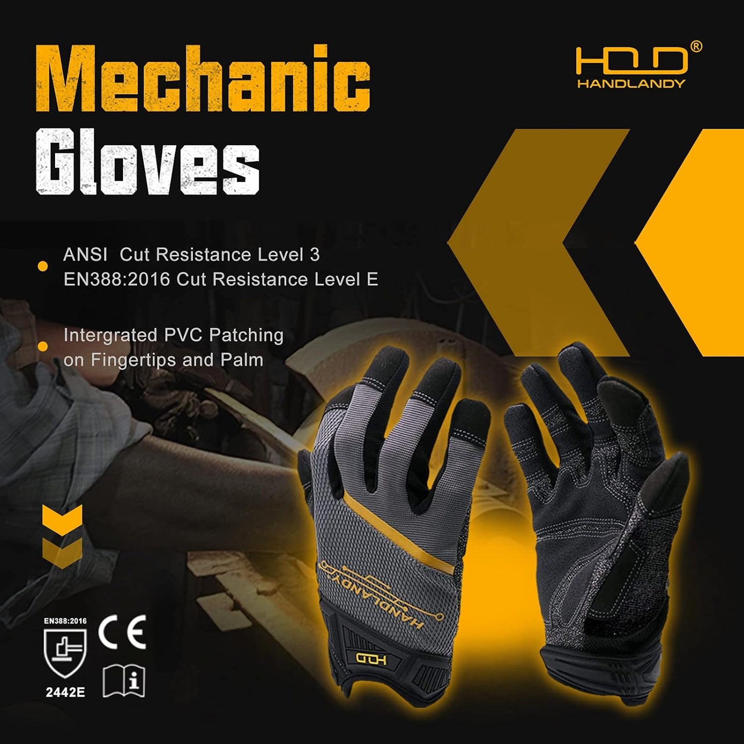 Anti Vibration Gloves, SBR Padding, TPR Protector, Mechanic Work Gloves