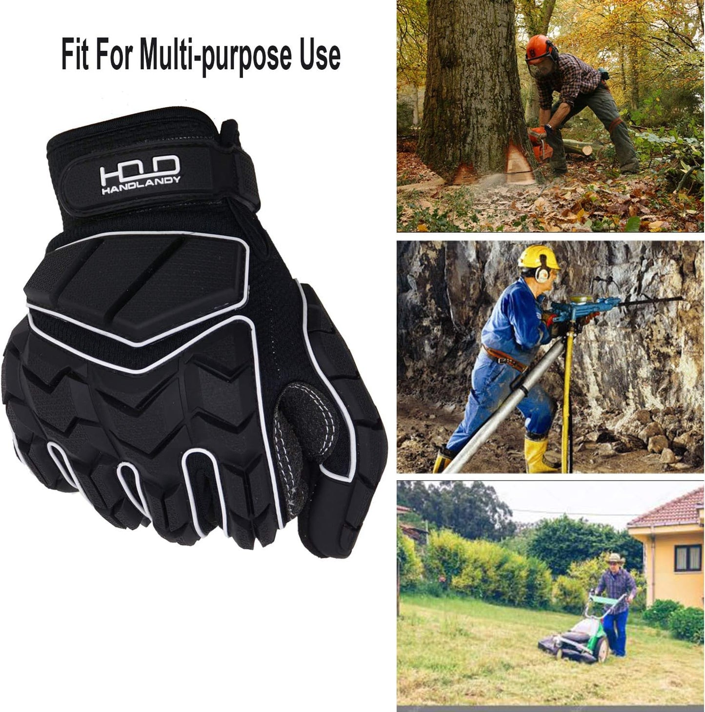 Anti Vibration Gloves, SBR Padding, TPR Protector, Mechanic Work Gloves