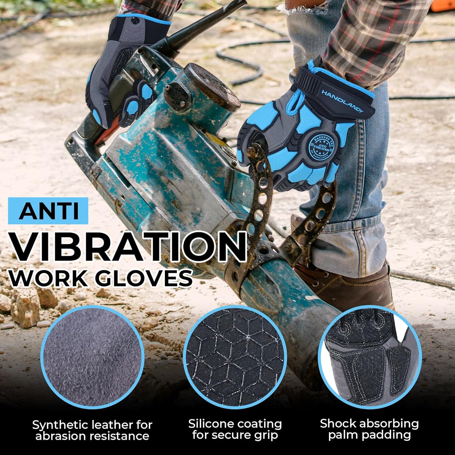 Anti Vibration Gloves, SBR Padding, TPR Protector, Mechanic Work Gloves