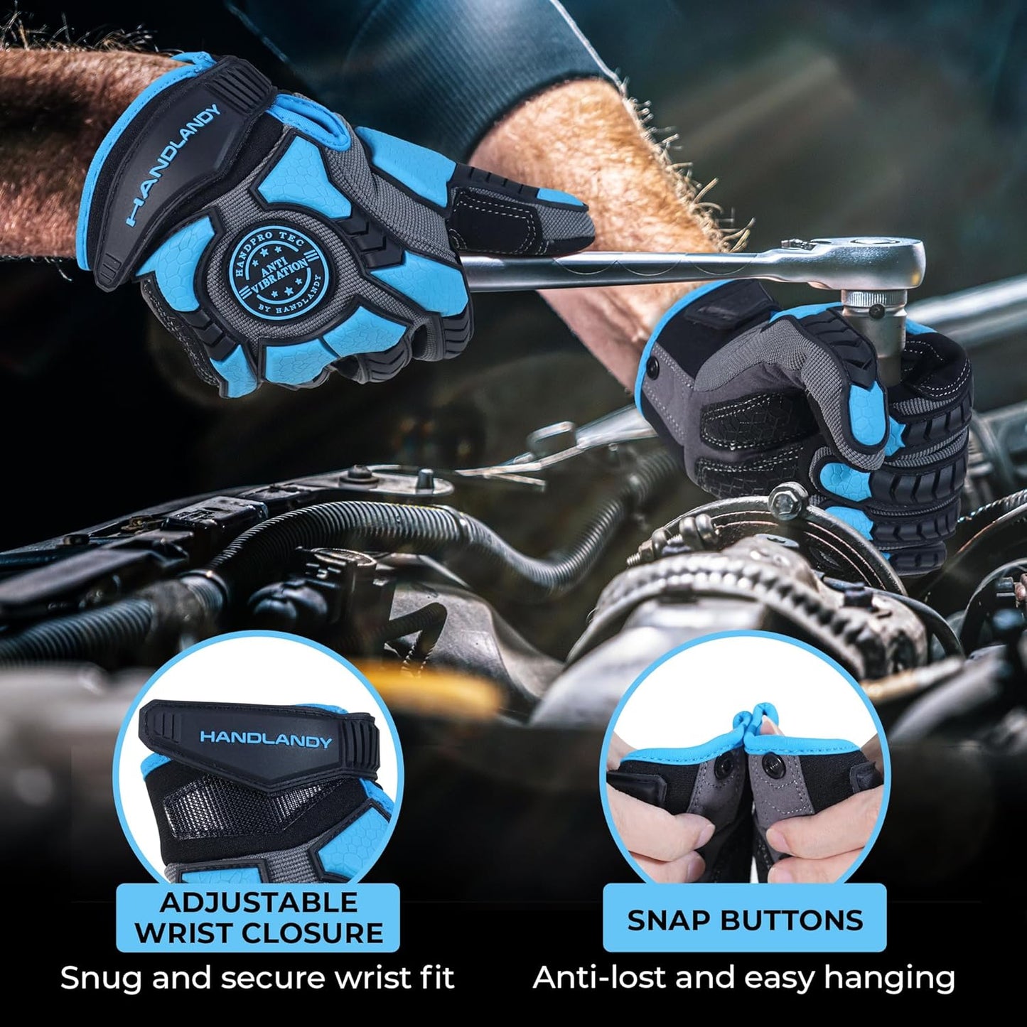 Anti Vibration Gloves, SBR Padding, TPR Protector, Mechanic Work Gloves