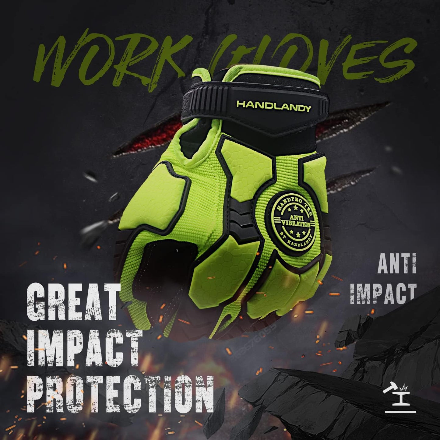 Anti Vibration Gloves, SBR Padding, TPR Protector, Mechanic Work Gloves