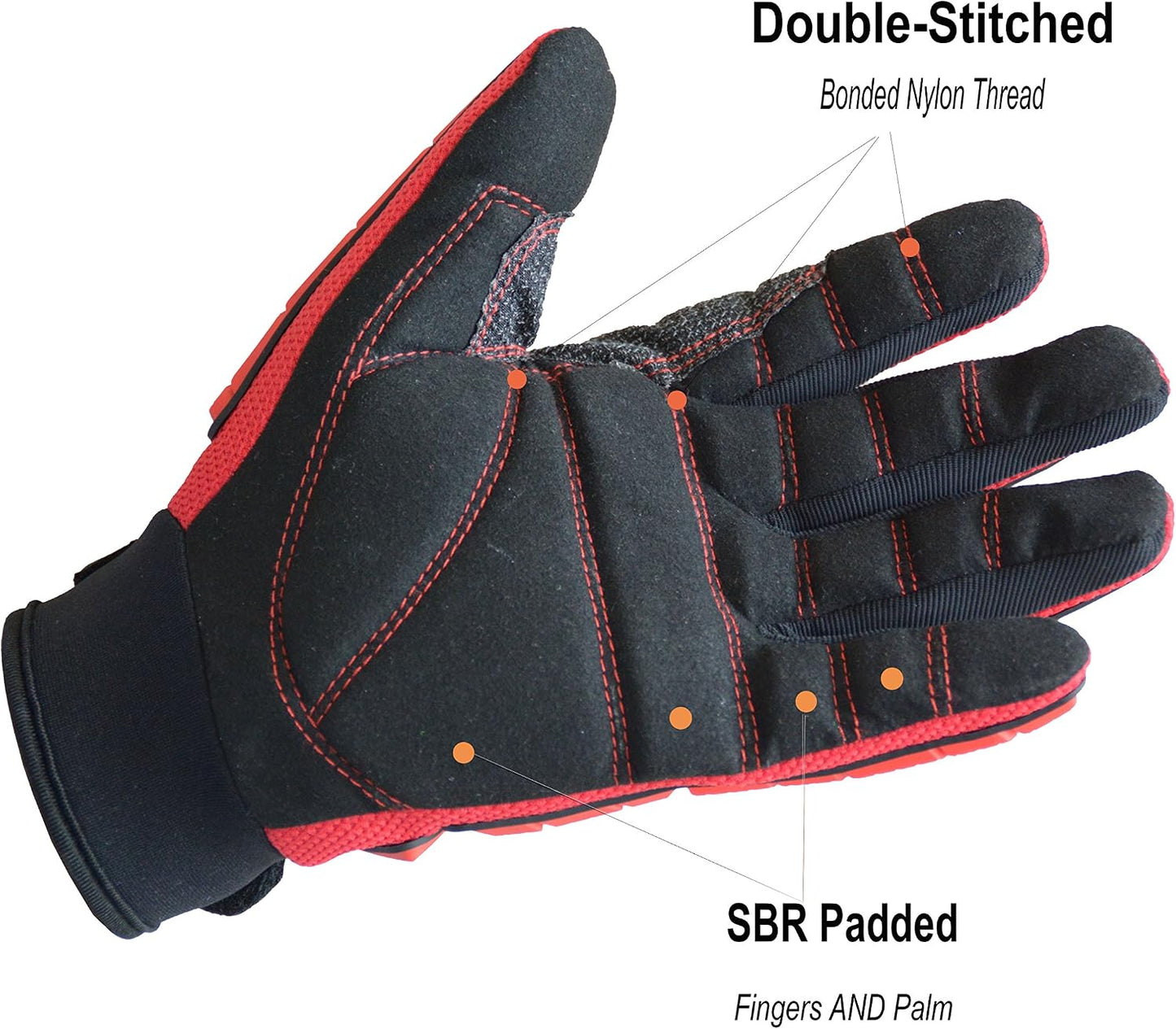 Anti Vibration Gloves, SBR Padding, TPR Protector, Mechanic Work Gloves