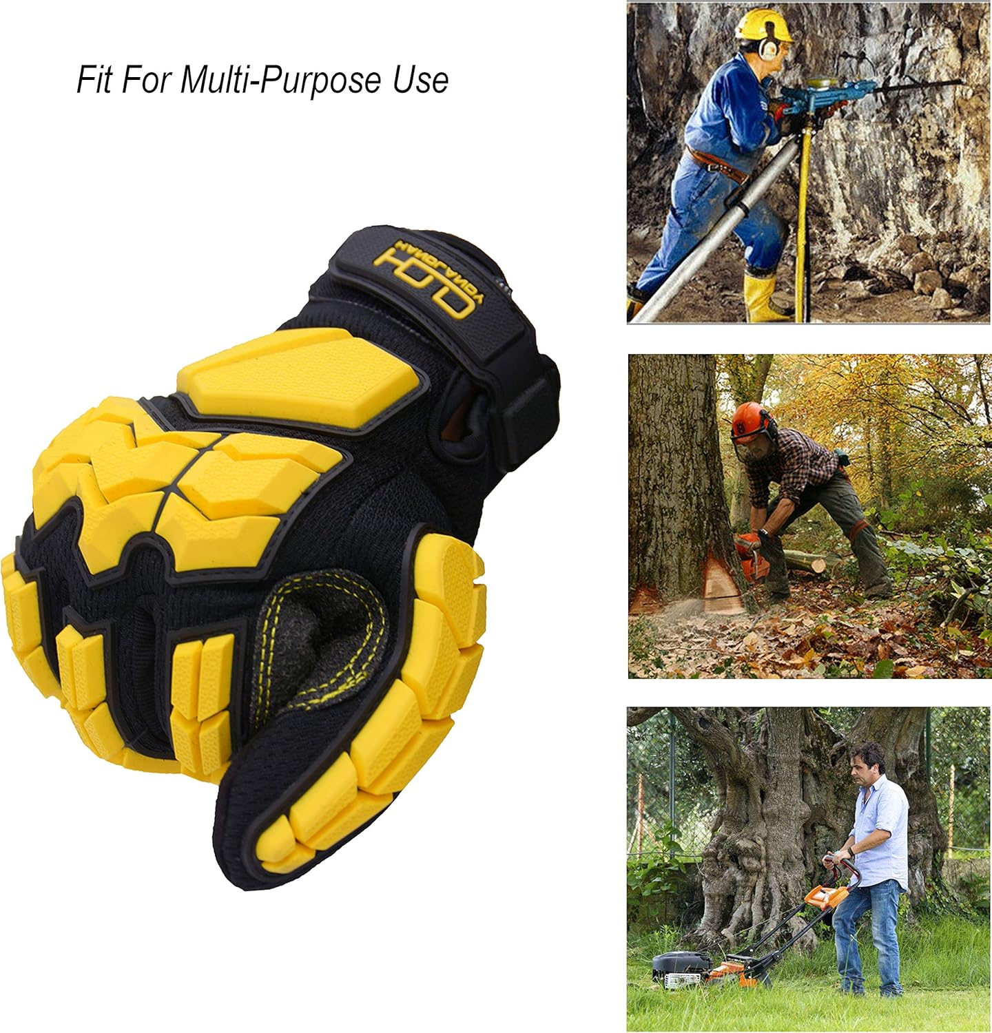 Anti Vibration Gloves, SBR Padding, TPR Protector, Mechanic Work Gloves