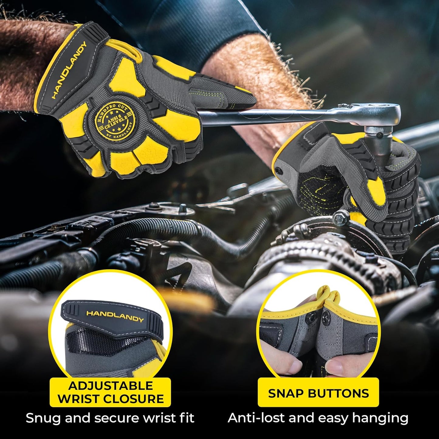 Anti Vibration Gloves, SBR Padding, TPR Protector, Mechanic Work Gloves
