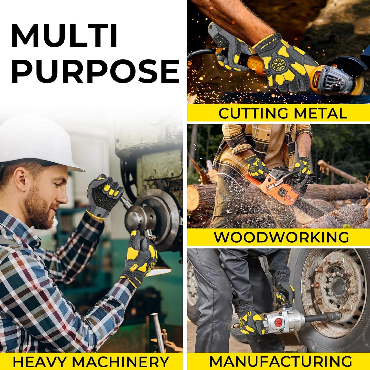 Anti Vibration Gloves, SBR Padding, TPR Protector, Mechanic Work Gloves