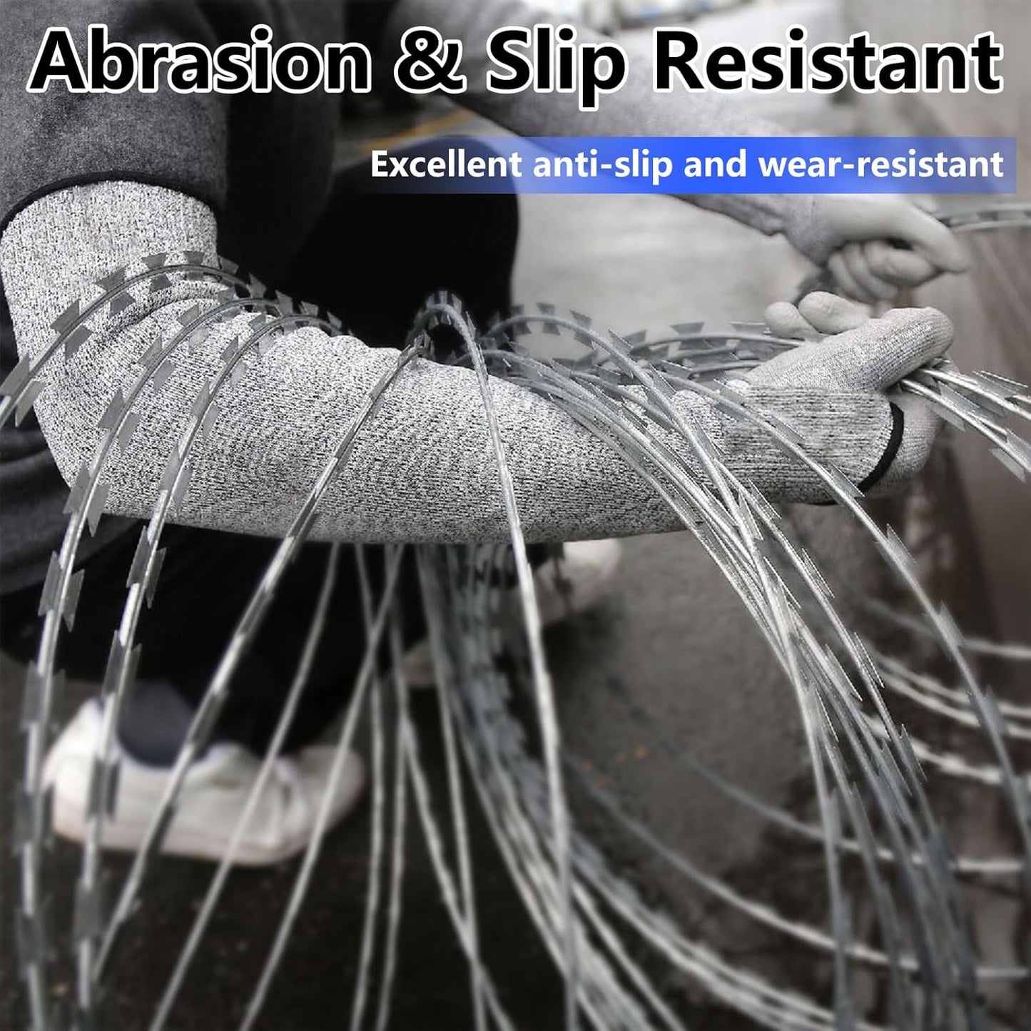 2 Pairs A5 Cut Resistant Arm Sleeves - Non-Slip Safety Arm Protection Sleeves for Industrial, Kitchen, Outdoor Use by Workers, Chefs
