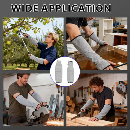 2 Pairs A5 Cut Resistant Arm Sleeves - Non-Slip Safety Arm Protection Sleeves for Industrial, Kitchen, Outdoor Use by Workers, Chefs