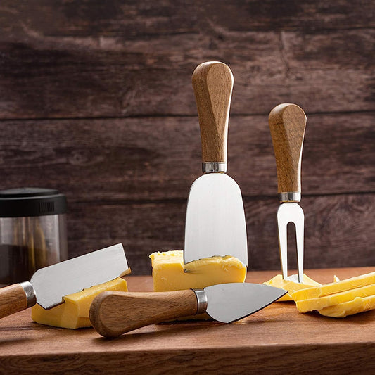 Premium Wooden Handle Cheese Tool Set - 6 Piece Cheese Knife Set - Cut, Spread All Your Favorite Cheeses (6-piece wooden set)