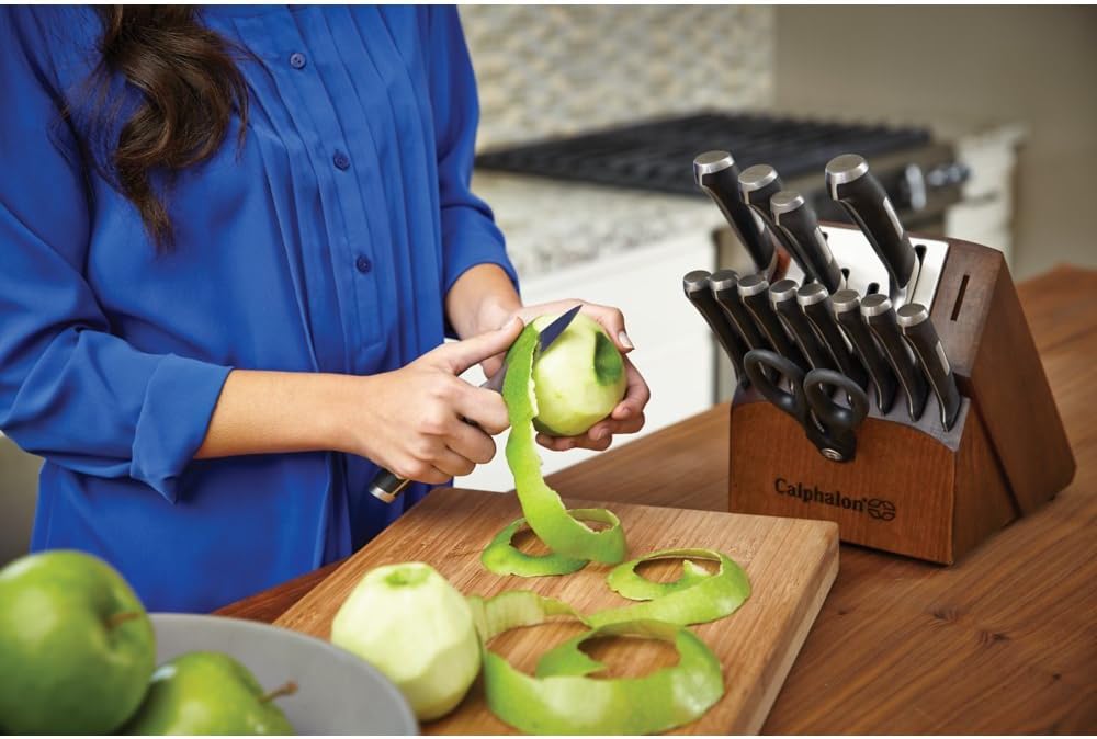 Kitchen Knife Set with Self-Sharpening Block, 15-Piece Classic High Carbon Knives