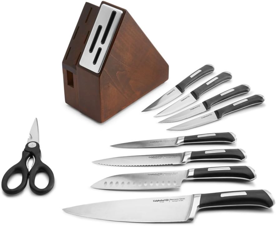 Kitchen Knife Set with Self-Sharpening Block, 15-Piece Classic High Carbon Knives