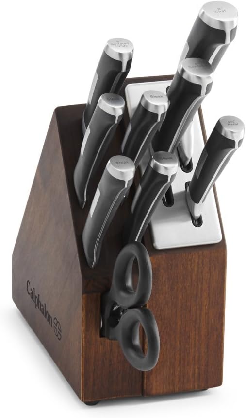Kitchen Knife Set with Self-Sharpening Block, 15-Piece Classic High Carbon Knives
