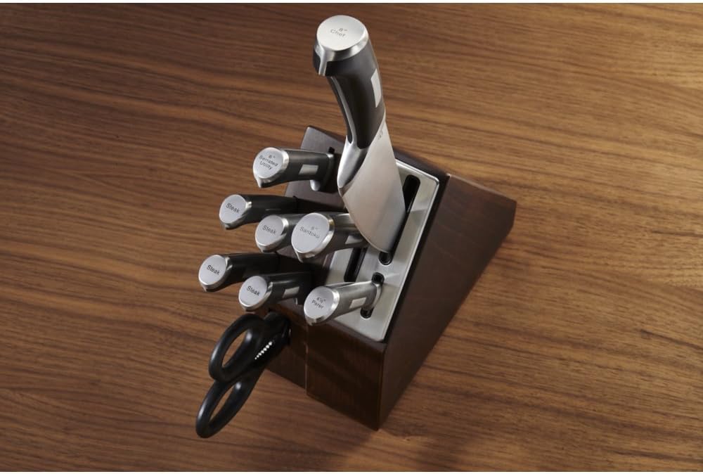 Kitchen Knife Set with Self-Sharpening Block, 15-Piece Classic High Carbon Knives