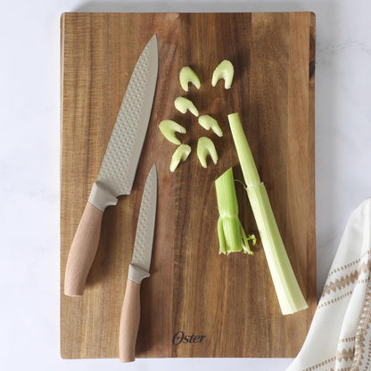 Gunderson 6-Piece Kitchen Knife Block Set, Stainless Steel Kitchen Knife Set With Sharp Blades and Wooden Block