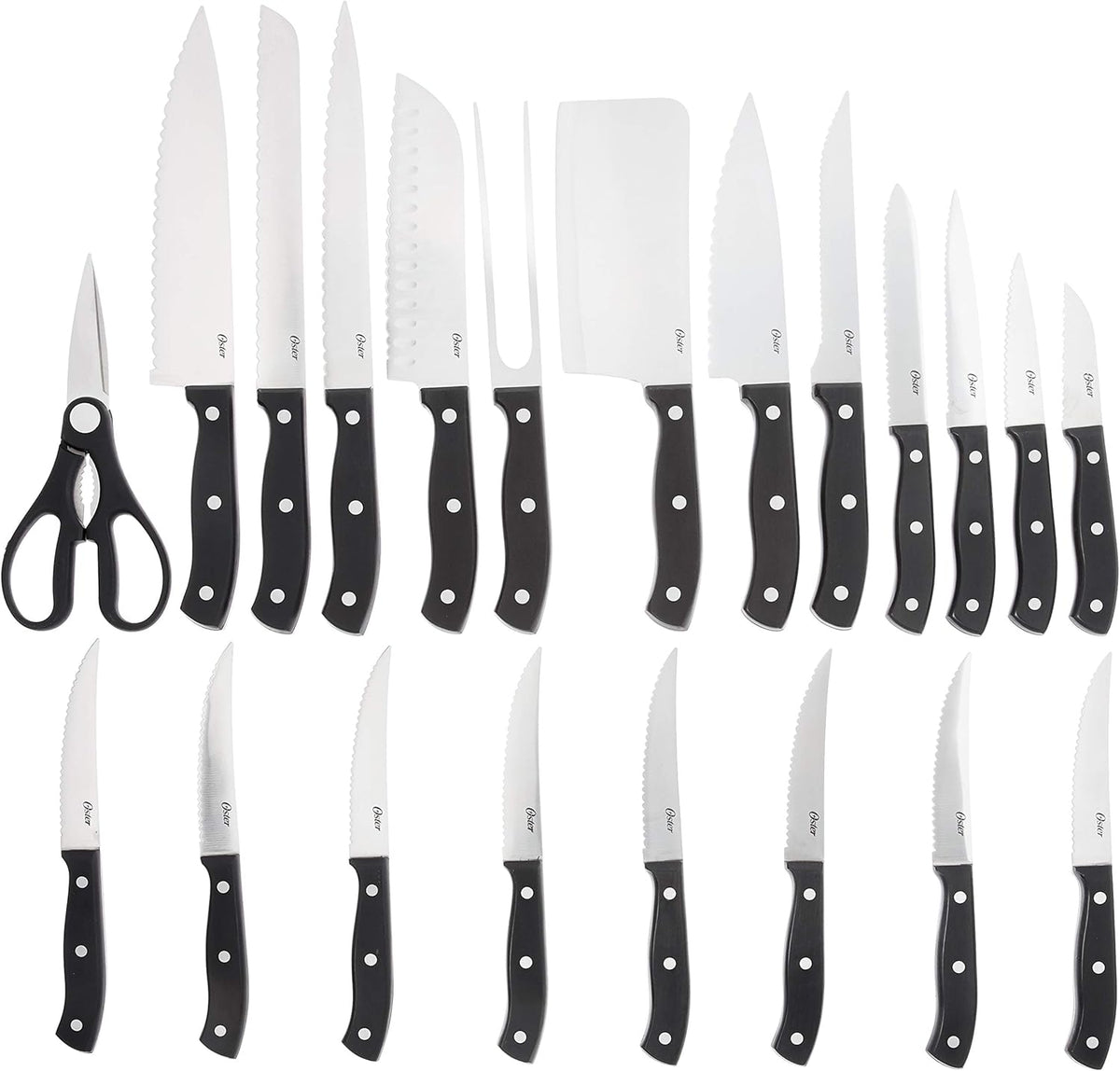 Gunderson 6-Piece Kitchen Knife Block Set, Stainless Steel Kitchen Knife Set With Sharp Blades and Wooden Block