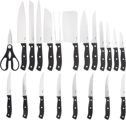 Gunderson 6-Piece Kitchen Knife Block Set, Stainless Steel Kitchen Knife Set With Sharp Blades and Wooden Block