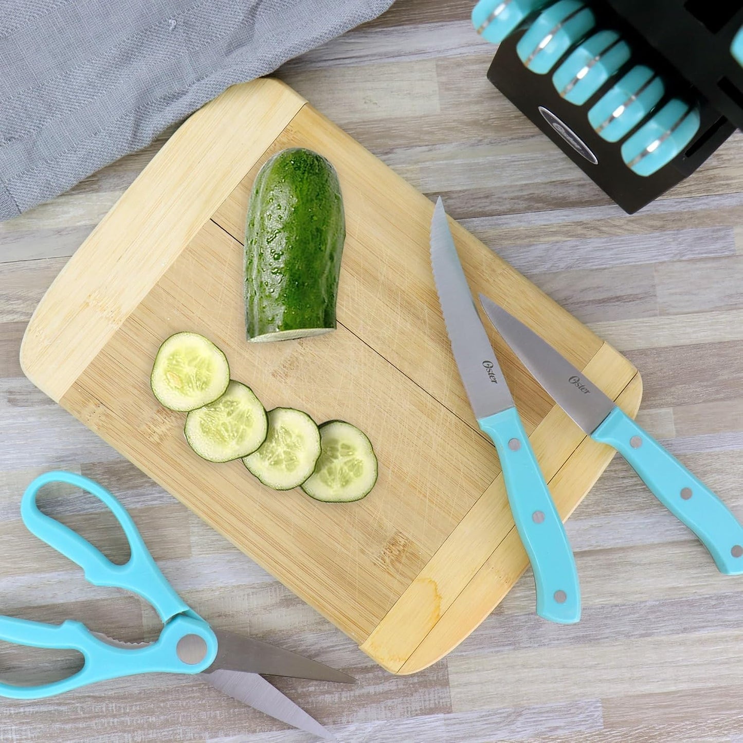Gunderson 6-Piece Kitchen Knife Block Set, Stainless Steel Kitchen Knife Set With Sharp Blades and Wooden Block