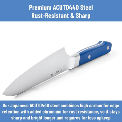 6.5-Inch Gyuto Knife – AICHI ACUTO440 High-Carbon Stainless Steel, Rust-Proof Japanese Chef’s Knife, Ergonomic Rounded Spine for Precision & All-Purpose Use - Black