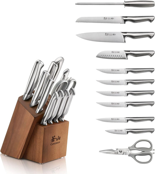 Cangshan Sanford Series 1027150 German Steel 12-Piece Knife Block Set, Acacia