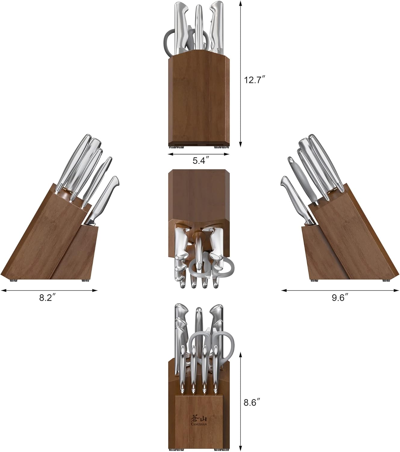 Cangshan Sanford Series 1027150 German Steel 12-Piece Knife Block Set, Acacia