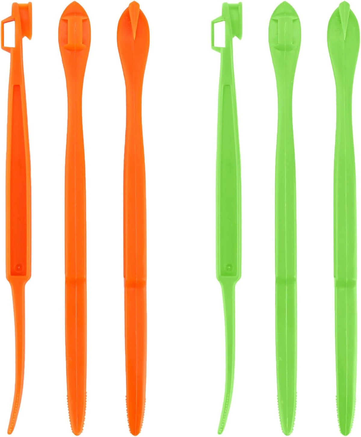 6pcs Orange Peeler Tools, Plastic Citrus Peel Cutter Lemon Opener Vegetable Slicer Easy Fruit & Vegetable Remover & Cutter with Long Handle Kitchen Gadgets Accessories (Green + Orange)