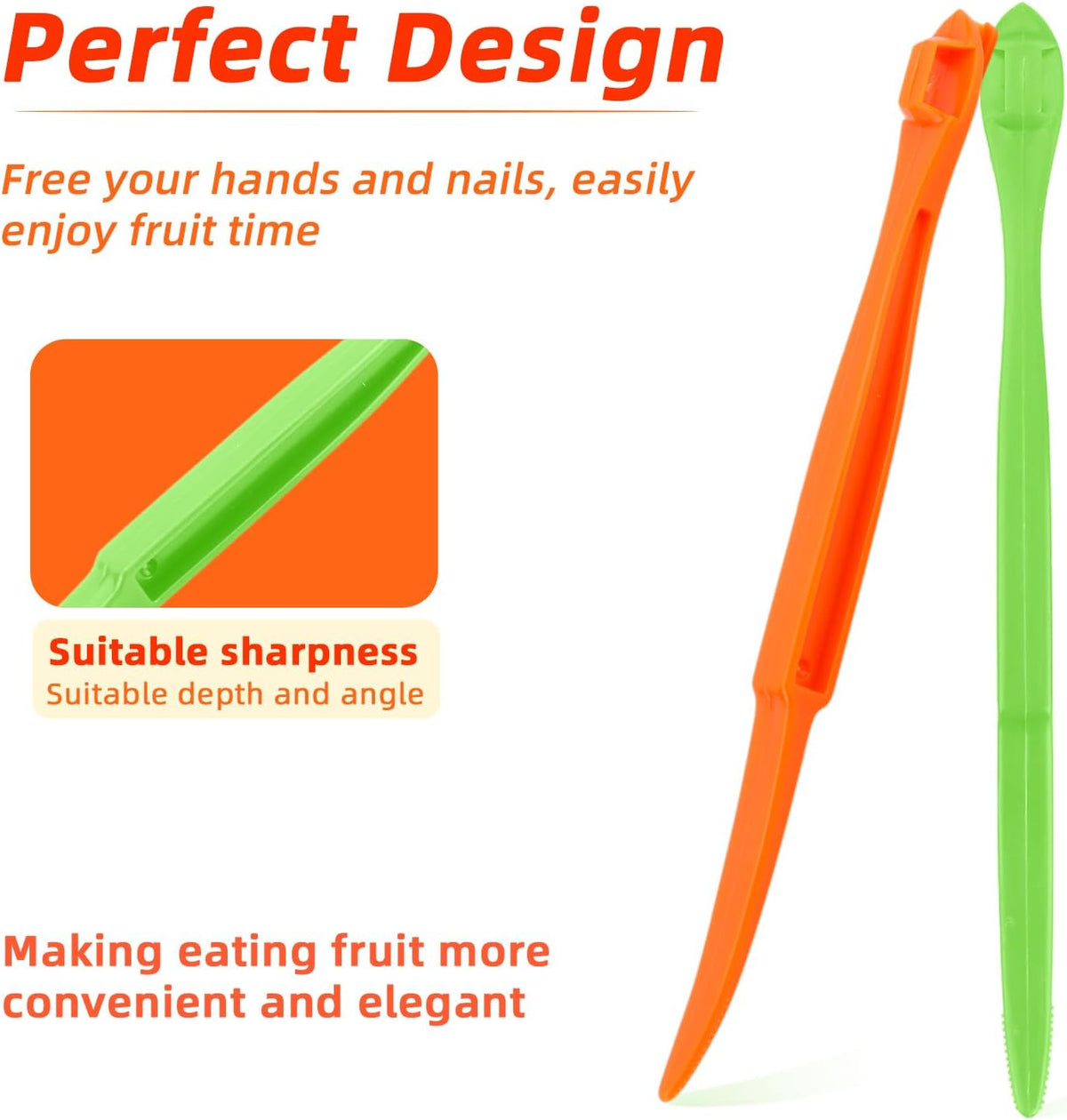 6pcs Orange Peeler Tools, Plastic Citrus Peel Cutter Lemon Opener Vegetable Slicer Easy Fruit & Vegetable Remover & Cutter with Long Handle Kitchen Gadgets Accessories (Green + Orange)