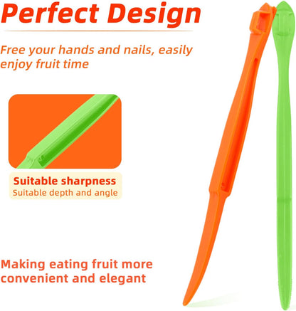 6pcs Orange Peeler Tools, Plastic Citrus Peel Cutter Lemon Opener Vegetable Slicer Easy Fruit & Vegetable Remover & Cutter with Long Handle Kitchen Gadgets Accessories (Green + Orange)