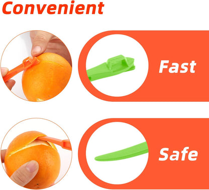6pcs Orange Peeler Tools, Plastic Citrus Peel Cutter Lemon Opener Vegetable Slicer Easy Fruit & Vegetable Remover & Cutter with Long Handle Kitchen Gadgets Accessories (Green + Orange)