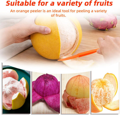 6pcs Orange Peeler Tools, Plastic Citrus Peel Cutter Lemon Opener Vegetable Slicer Easy Fruit & Vegetable Remover & Cutter with Long Handle Kitchen Gadgets Accessories (Green + Orange)