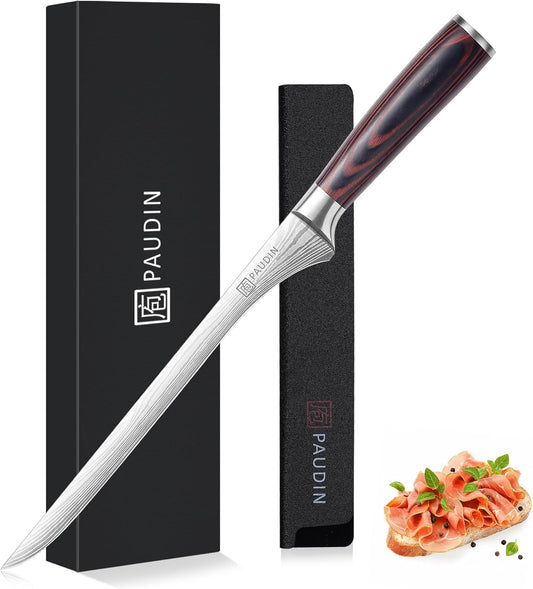 Ham Slicing Knife,10 Inch Carving Knife for Meat | Ergonomic Handle with Sheath, High Carbon Stainless Steel Blade for Bone-In Ham, Roast Beef, Turkey & Smoked Salmon