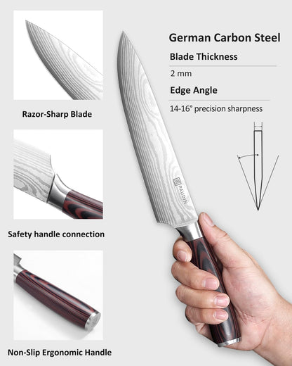 Ham Slicing Knife,10 Inch Carving Knife for Meat | Ergonomic Handle with Sheath, High Carbon Stainless Steel Blade for Bone-In Ham, Roast Beef, Turkey & Smoked Salmon