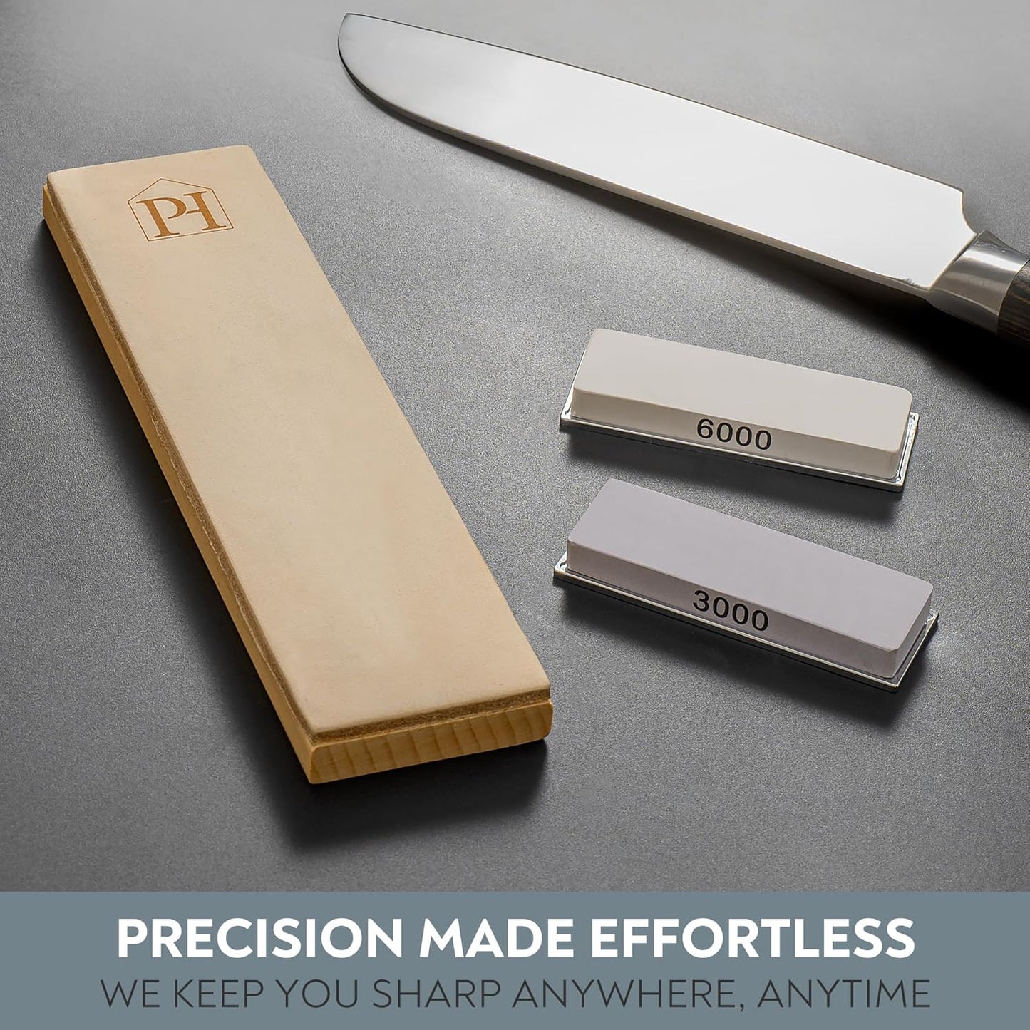 3000 & 6000 Grit Whetstone Plates Set – Extra Fine Corundum Sharpening Stones – Includes Leather Strop & Cleaning Eraser - Compatible Only with Adjustable Rolling Knife Sharpener