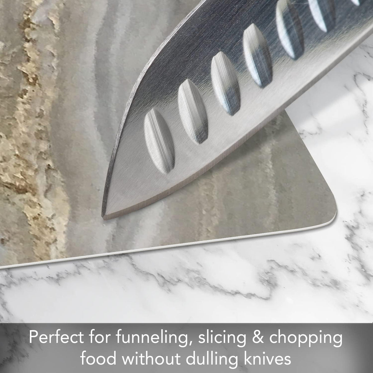 Cut N' Funnel Quartz, Designer Flexible Cutting Board Mat, 15" x 11.5", Made in the USA, Decorative, Flexible, Easy to Clean