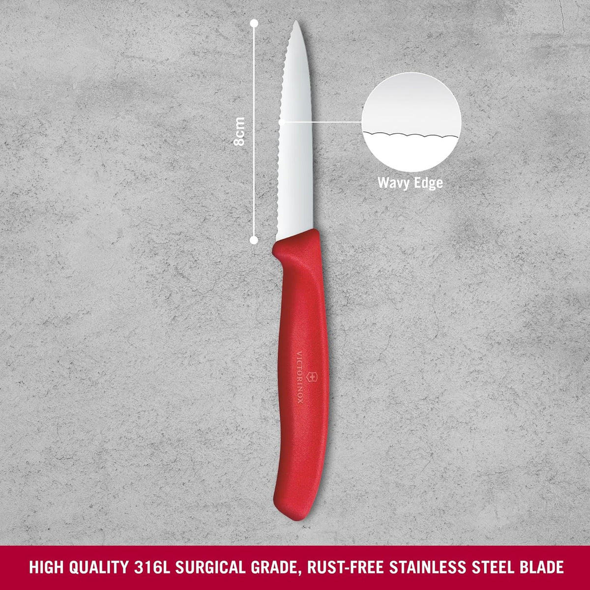 Swiss Classic 3 In Wavy Edge Pointed Tip Paring Knife, Purple | Swiss made culinary tool with an ergonomic handle and pointed tip, dishwasher safe stainless steel for fruit prep