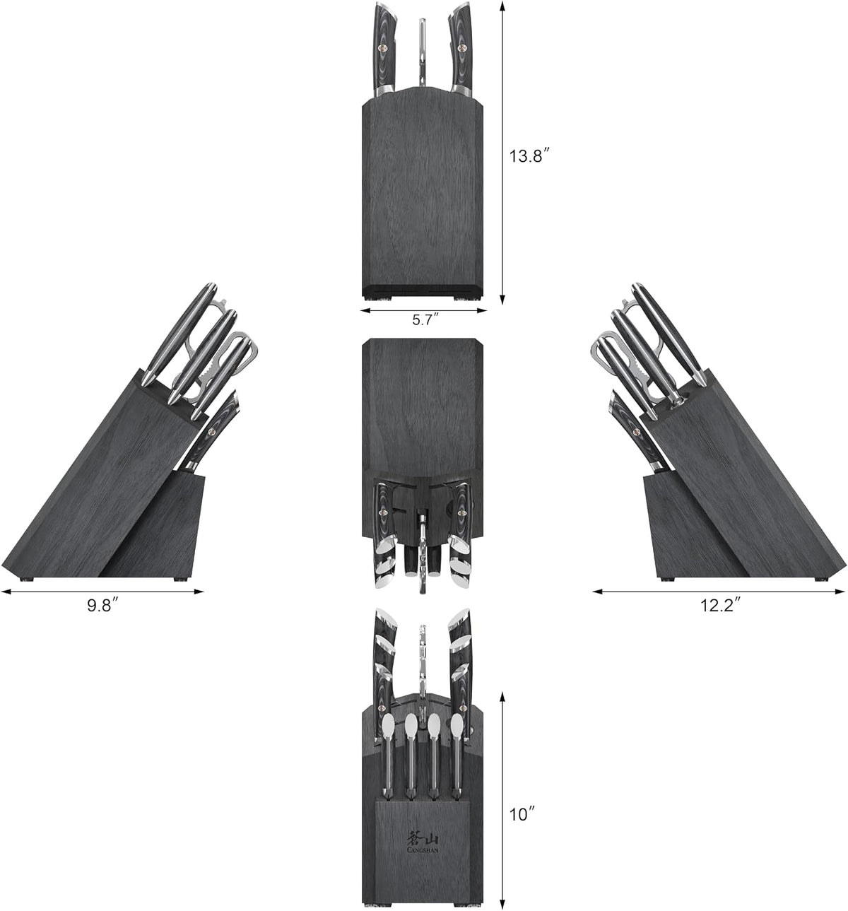 Cangshan KURO Series 12-Piece Knife Block Set, High Carbon X-7 Damascus Steel, Gray, 504340
