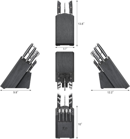 Cangshan KURO Series 12-Piece Knife Block Set, High Carbon X-7 Damascus Steel, Gray, 504340