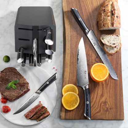 Cangshan KURO Series 12-Piece Knife Block Set, High Carbon X-7 Damascus Steel, Gray, 504340