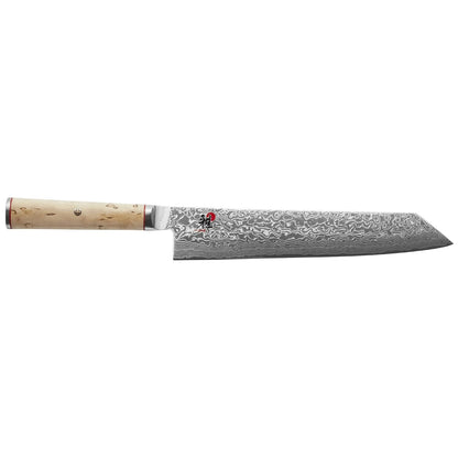 Miyabi Birchwood SG2 Japanese Kiritsuke Knife, 9.5-inch, All Purpose Kitchen Knife, Karelian Birch Handle, 100-layer flower Damascus pattern, Handcrafted in Seki, Japan