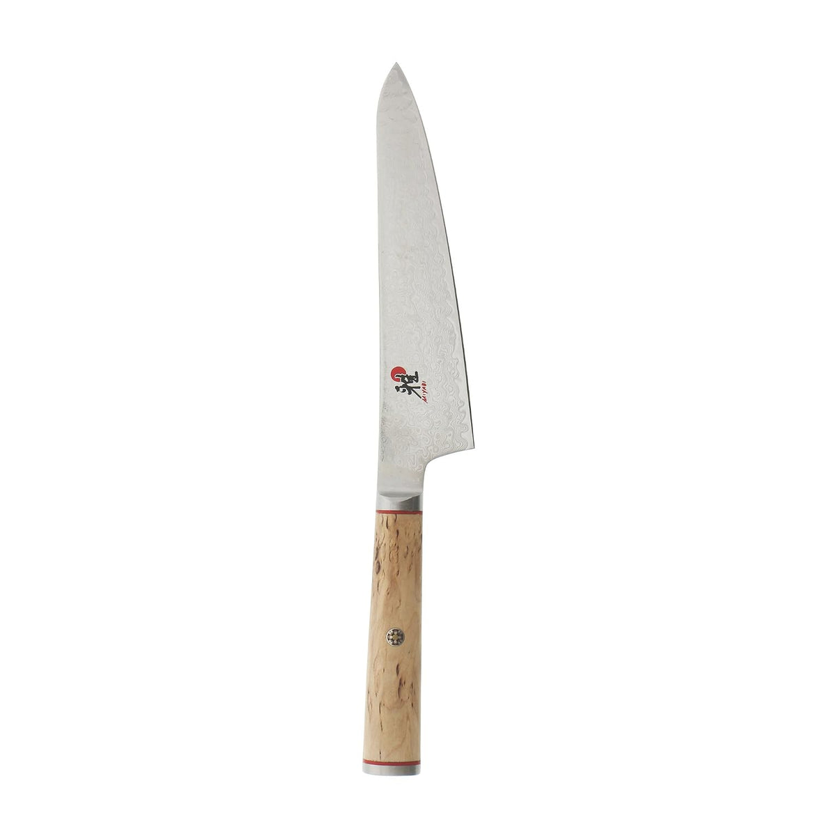 Miyabi Birchwood SG2 Japanese Kiritsuke Knife, 9.5-inch, All Purpose Kitchen Knife, Karelian Birch Handle, 100-layer flower Damascus pattern, Handcrafted in Seki, Japan