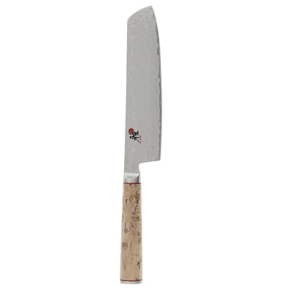 Miyabi Birchwood SG2 Japanese Kiritsuke Knife, 9.5-inch, All Purpose Kitchen Knife, Karelian Birch Handle, 100-layer flower Damascus pattern, Handcrafted in Seki, Japan