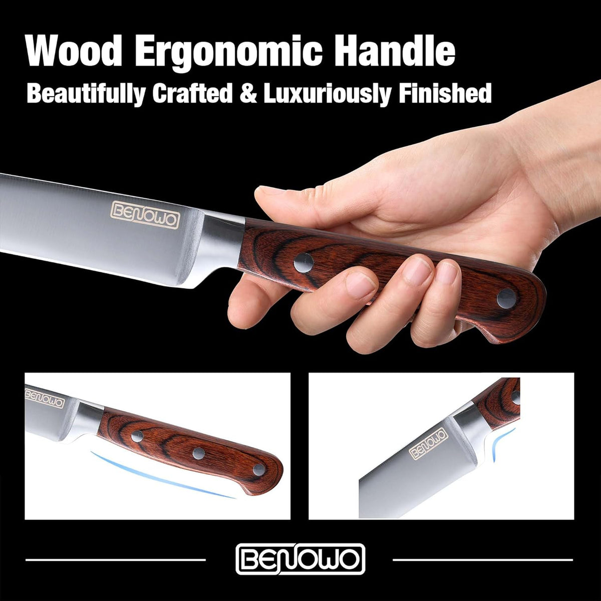 Carving Knife Set 2-Piece, 8-inch Turkey Carving Knife and Fork Set Stainless Steel Kitchen Knife for Steak, Hibachi Knife and Fork, BBQ Carving Fork with Gift Box – Designed in USA